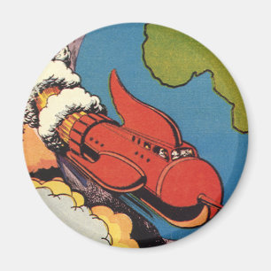 Vintage Science Fiction, Sci Fi-raket över jorden Magnet