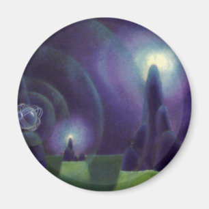 Vintage Science Fiction, Sci Fi Yttre Rymden Plane Magnet