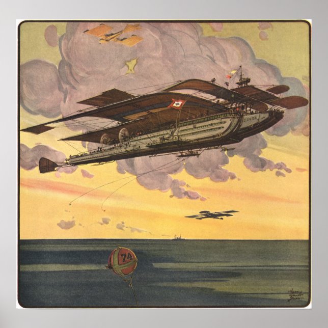 Vintage Science fiction Seaplane Frakt Poster (Framsidan)