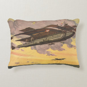 Vintage Science fiction Seaplane Frakt Prydnadskudde