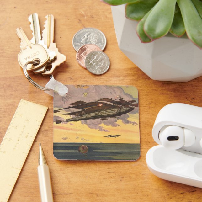 Vintage Science Fiction Sjöflygplan Flygplan Farty Nyckelring (Skrivbord)