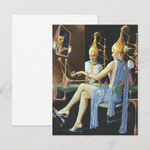 Vintage Science Fiction Skönhetssalong Manikyrer Inbjudningar