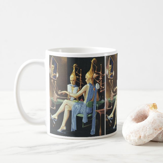 Vintage Science Fiction Skönhetssalong Spa Manikyr Kaffemugg (Med munk)
