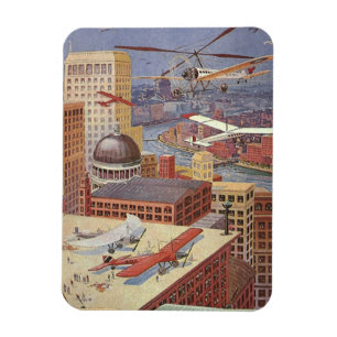 Vintage Science Fiction-stad, Victoransk Steam Pun Magnet