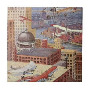 Vintage Science Fiction-stad, Victorian Steam Punk Kakelplatta