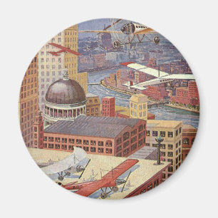Vintage Science Fiction-stad, Victorian Steam Punk Magnet