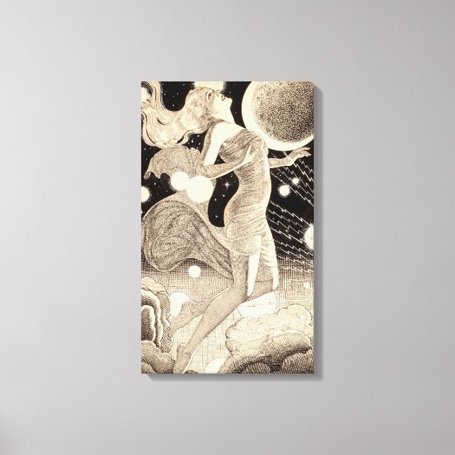 Vintage Science fiction Stars and Planets Pulp Canvastryck (Framsida)