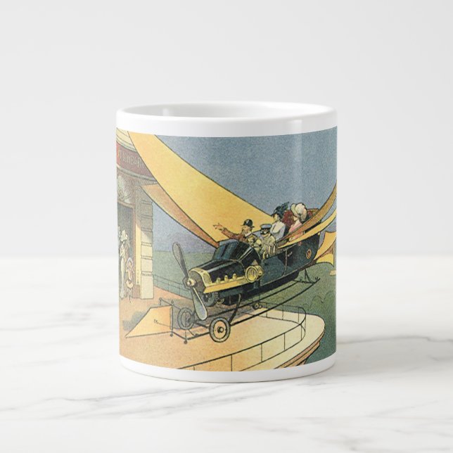 Vintage Science Fiction Steampunk Cabriolet Jumbo Mugg (Framsidan)