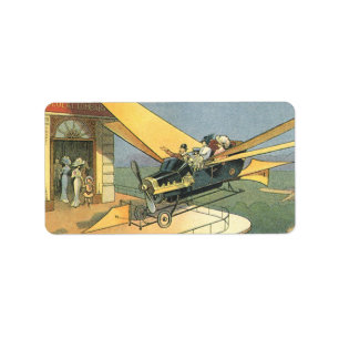 Vintage Science fiction Steampunk Konvertibel bil Adressetikett