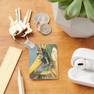 Vintage Science fiction Steampunk Konvertibel bil Nyckelring