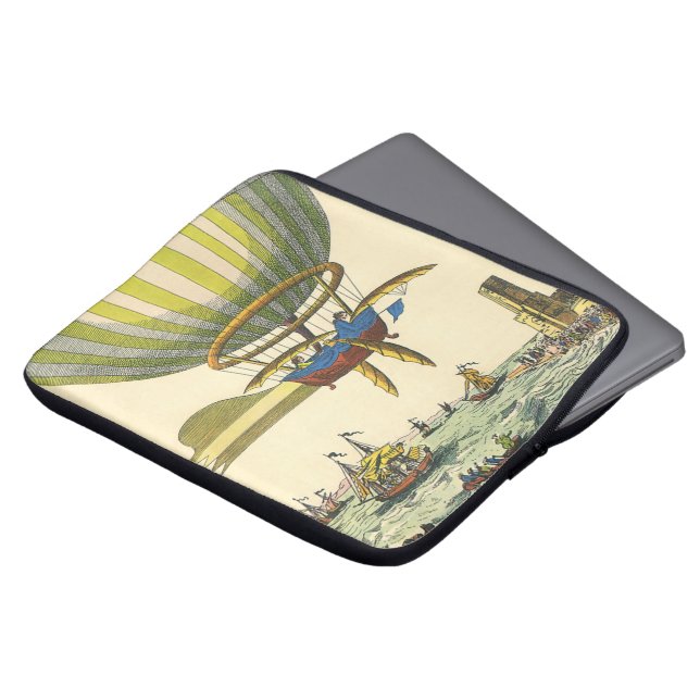 Vintage Science fiction Steampunk Luftballong Laptop Sleeve (Framsida topp)