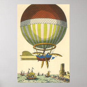 Vintage Science fiction Steampunk Luftballong Poster