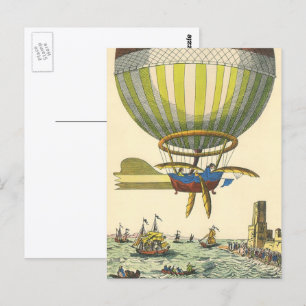 Vintage Science fiction Steampunk Luftballong Vykort