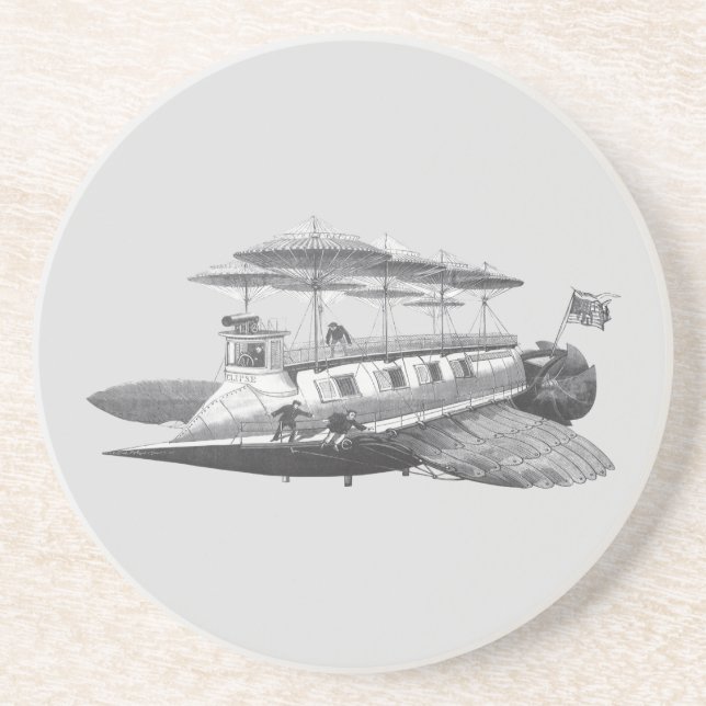 Vintage Science Fiction Steampunk Luftskepp Eclips Underlägg (Framsidan)