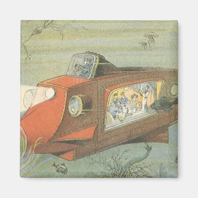 Vintage Science fiction Steampunk Submarine in Sea Magnet (Framsidan)