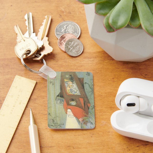 Vintage Science fiction Steampunk Submarine in Sea Nyckelring (Skrivbord)