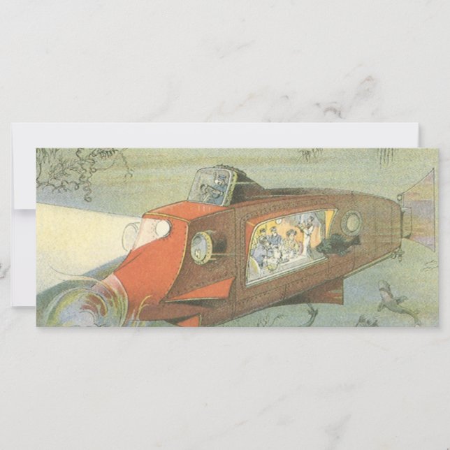 Vintage Science Fiction Steampunk Ubåt i havet (Framsida)