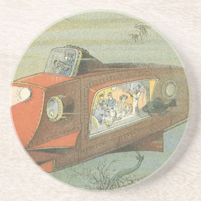 Vintage Science Fiction Steampunk Ubåt i havet Underlägg (Framsidan)