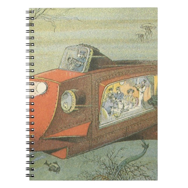 Vintage Science Fiction Steampunk-ubåt till sjöss Anteckningsbok (Framsidan)