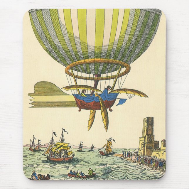 Vintage Science Fiction Steampunk Varm Luft Ballon Musmatta (Framsidan)