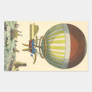 Vintage Science Fiction Steampunk Varm Luft Ballon Rektangulärt Klistermärke