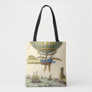 Vintage Science Fiction Steampunk Varm Luft Ballon Tygkasse