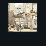 Vintage Science fiction Urban Paris, Steam Punk Canvastryck<br><div class="desc">Vintage illustration Viktoriansk ånga slår Science fiction futuristiska och transport metropolbild. Staden Paris,  Frankrike i framtiden med personbilsformat flygplan i stället för bilar och Gare du Nord-tunnelbanan tåg station.</div>