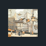 Vintage Science fiction Urban Paris, Steam Punk Canvastryck<br><div class="desc">Vintage illustration Viktoriansk ånga slår Science fiction futuristiska och transport metropolbild. Staden Paris,  Frankrike i framtiden med personbilsformat flygplan i stället för bilar och Gare du Nord-tunnelbanan tåg station.</div>