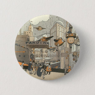 Vintage Science fiction Urban Paris, Steam Punk Knapp