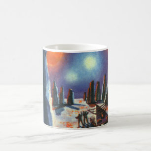 Vintage Science Fiction Utländsk Planet med Aliens Kaffemugg