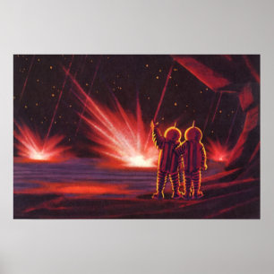 Vintage Science Fiction Utomjording Röd Planet Exp Poster