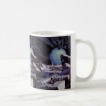 Vintage Science fiction, Utomjordingar på Måne i r Kaffemugg<br><div class="desc">Vintage illustration science fiction-design med främmande astronauter som landar på måne och tittar upp på en stor blå planet,  jorden.</div>