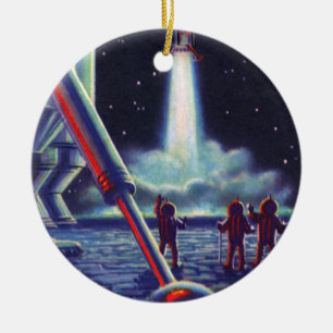 Vintage Science fiction Utomjordingar Wave to Rock Julgransprydnad Keramik