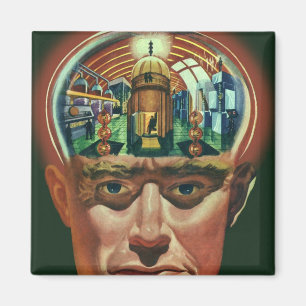 Vintage Science Fiction, utomjordiskt hjärna i lab Magnet