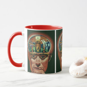 Vintage Science Fiction, utomjordiskt hjärna i lab Mugg