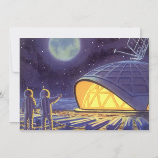 Vintage Science Fiction-utomlopp på blå planet mån (Framsida)