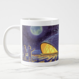 Vintage Science Fiction-utomlopp på blå planetmåne Jumbo Mugg