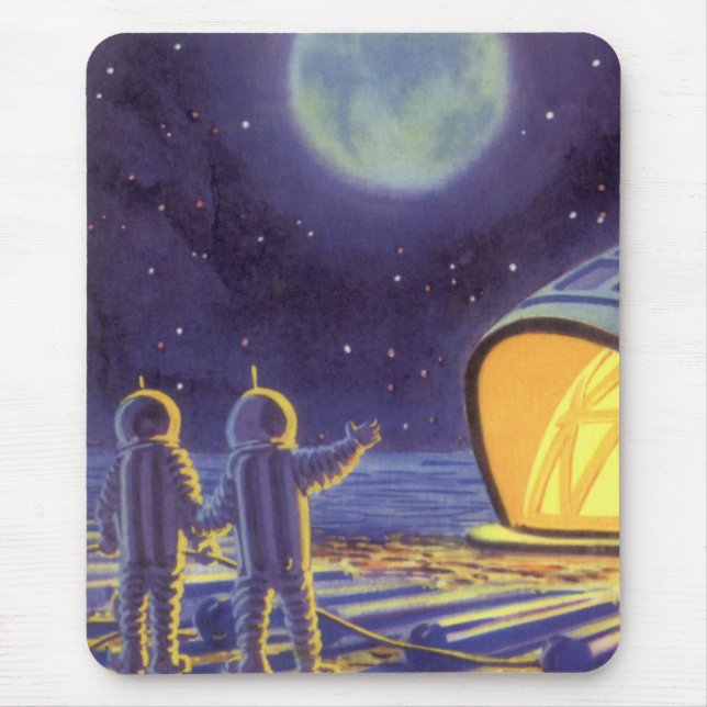 Vintage Science Fiction-utomlopp på blå planetmåne Musmatta (Framsidan)