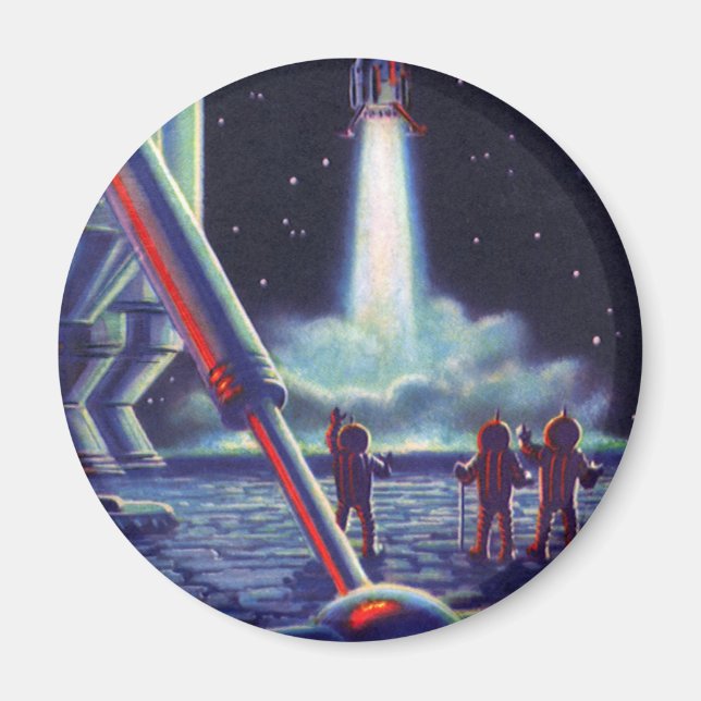 Vintage Science Fiction-utomlopp vinkar till raket Magnet (Framsidan)