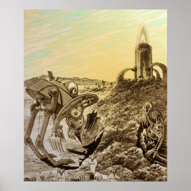 Vintage Science Fiction-utomloppning på planetkons Poster (Framsidan)