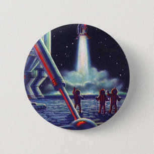 Vintage Science Fiction-utomloppningar vinkar till Knapp
