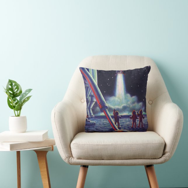 Vintage Science Fiction-utomloppningar vinkar till Kudde (Stol)