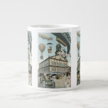 Vintage Science fiction, Victorian Steam Punk City Jumbo Mugg<br><div class="desc">Vintagens illustration av resor och bilden av science fiction i transport futuristiska,  som ger människor som färdas med styva,  blåsor,  luftballonger,  ett omvänt tåg och en omvänd bil i en Victoriansk ångpunk i stadsmetropolscenen.</div>