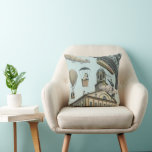 Vintage Science fiction, Victorian Steam Punk City Kudde<br><div class="desc">Vintagens illustration av resor och bilden av science fiction i transport futuristiska,  som ger människor som färdas med styva,  blåsor,  luftballonger,  ett omvänt tåg och en omvänd bil i en Victoriansk ångpunk i stadsmetropolscenen.</div>