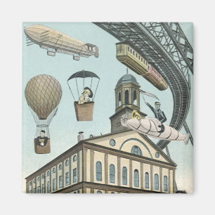 Vintage Science fiction, Victorian Steam Punk City Magnet