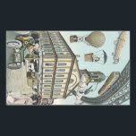 Vintage Science fiction, Victorian Steam Punk City Rektangulärt Klistermärke<br><div class="desc">Vintagens illustration av resor och bilden av science fiction i transport futuristiska,  som ger människor som färdas med styva,  blåsor,  luftballonger,  ett omvänt tåg och en omvänd bil i en Victoriansk ångpunk i stadsmetropolscenen.</div>