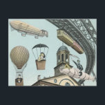 Vintage Science fiction, Victorian Steam Punk City Vykort<br><div class="desc">Vintagens illustration av resor och bilden av science fiction i transport futuristiska,  som ger människor som färdas med styva,  blåsor,  luftballonger,  ett omvänt tåg och en omvänd bil i en Victoriansk ångpunk i stadsmetropolscenen.</div>