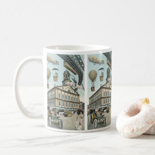Vintage Science Fiction, Victorian Steam Punk Stad Kaffemugg
