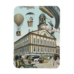 Vintage Science Fiction, Victorian Steam Punk Stad Magnet