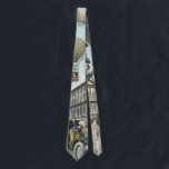 Vintage Science Fiction, Victorian Steam Punk Stad Slips<br><div class="desc">Nu tillgänglig! Dubbelsidigt tryckta slipsar! Dubbelt så trevligt! 
Vintage illustration resa och transport futuristisk science fiction-bild med människor som reser med luftskepp,  luftskepp,  varmluftsballonger,  ett inverterat tåg och en antikt cabriolet i en viktoriansk ångpunk retro urban storstadsmetropol.</div>